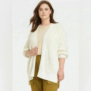 Universal Thread Women’s Open-front Cozy Knit Cardigan Color Cream Size 2X